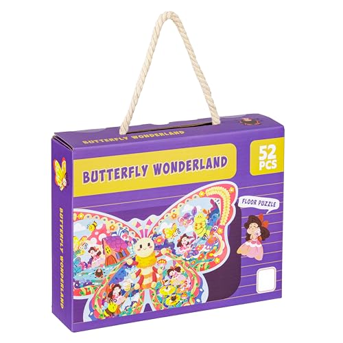 Baroni Toys Formpuzzle für Kinder, lehrreiches und unterhaltsames Pappspiel für Kinder ab 3 Jahren, 52-teiliges Puzzle, Geschenkidee, 36,6 x 51,6 cm, Schmetterling von Baroni Toys