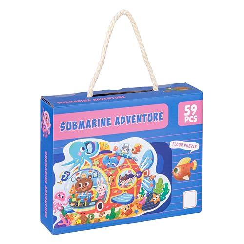 Baroni Toys Formpuzzle für Kinder, lehrreiches und unterhaltsames Pappspiel für Kinder ab 3 Jahren, 59-teiliges Puzzle, Geschenkidee, 52,3 x 37,6 cm, U-Boot von Baroni Toys