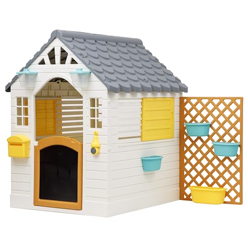 Baroni Toys Kinder-Gartenhaus mit Zaun, Kunststoffhaus mit Tür und Fenster zum Öffnen, elektrischer Klingel und Kreidetafel, für Kinder ab 2 Jahren, 140x108x127 cm Baroni Toys Kinder-Gartenhaus mit Zaun, Kunststoffhaus mit Tür und Fenster zum Öffnen, elektrischer Klingel und Kreidetafel, für Kinder ab 2 Jahren, 140x108x127 cm von Baroni Toys