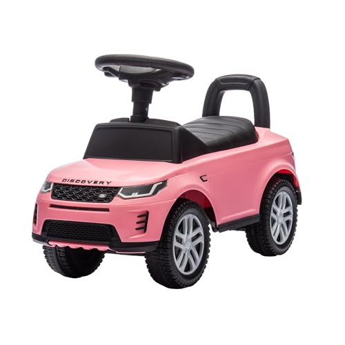 Baroni Toys Land Rover Ride-On, Schiebeauto für Kinder von 1-4 Jahren, LED-Scheinwerfer, realistische Geräusche, rutschfeste Räder, Stauraum, Kippschutz, 65,5 x 28 x 39 cm (Rosa) von Baroni Toys