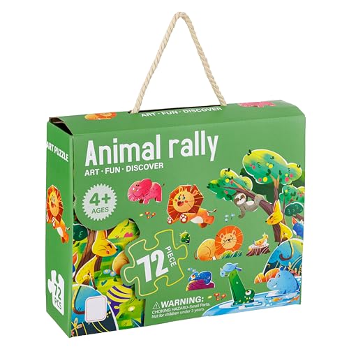 Baroni Toys Puzzle für Kinder, lehrreiches und lustiges Pappspiel für Kinder ab 4 Jahren, 72-teiliges Puzzle, Geschenkidee, 90 x 60 cm, Animal Rally von Baroni Toys