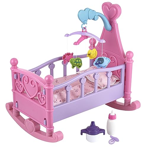 Baroni Toys Schaukelwiege für Puppen Mädchenspiel, Mädchenspielset für Puppen, Rollenspiel mit kippbarer Bettflasche und Schnuller, Spiel für Kinder 3 4 5 6 7 Jahre Baroni Toys Schaukelwiege für Puppen Mädchenspiel, Mädchenspielset für Puppen, Rollenspiel mit kippbarer Bettflasche und Schnuller, Spiel für Kinder 3 4 5 6 7 Jahre von Baroni Toys