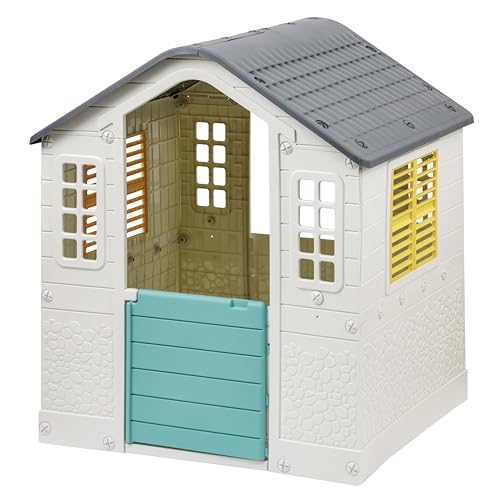 Baroni Toys Spielhaus für Kinder für drinnen unddraußen, Gartenhaus aus Kunststoff mit Tür und Fenster zum Öffnen mit Kleiner Tür für Tiere, für Kinder ab 2 Jahren, 109x95x87,5 cm, Klassisch Baroni Toys Spielhaus für Kinder für drinnen unddraußen, Gartenhaus aus Kunststoff mit Tür und Fenster zum Öffnen mit Kleiner Tür für Tiere, für Kinder ab 2 Jahren, 109x95x87,5 cm, Klassisch von Baroni Toys