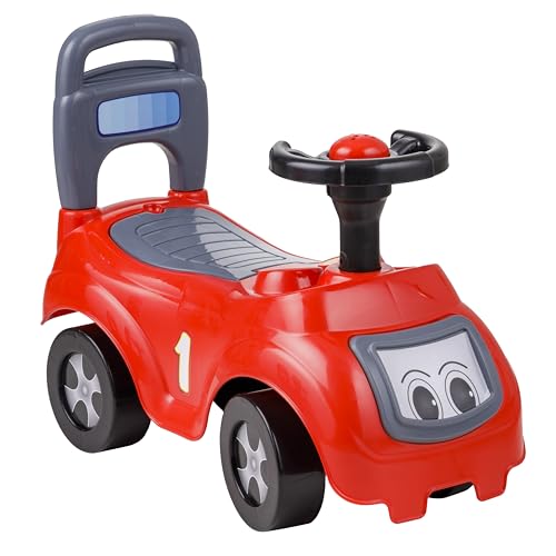 Baroni Toys Spielzeugauto für Kinder, Schiebeauto mit Lufthorn und Sattelunterlage, Kippschutzsystem, von 1 bis 4 Jahren, Rot von Baroni Toys