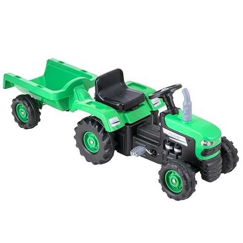 Baroni Toys Traktor mit Pedalen Grün mit abnehmbarem Anhänger, Traktor mit Heckkupplung,direktionales Lenkrad und Hupe, sicher und lustig, Kinder von 2 bis 6 Jahren, Grün Baroni Toys Traktor mit Pedalen Grün mit abnehmbarem Anhänger, Traktor mit Heckkupplung,direktionales Lenkrad und Hupe, sicher und lustig, Kinder von 2 bis 6 Jahren, Grün von Baroni Toys