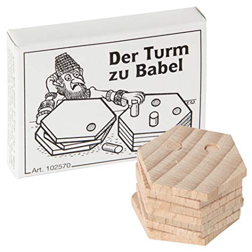 Bartl 102570 Mini-Holz-Puzzle Der Turm zu Babel aus 7 kleinen Holzplättchen mit 4 Holzstiften von Bartl