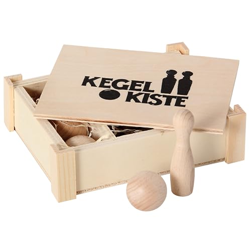 Bartl 103496 Kegelkiste aus Holz, Ideal für kleines Tischkegeln mit den Arbeitskollegen oder Zuhause mit der ganzen Familie von Bartl