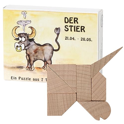 Bartl 102655 Mini-Sternzeichen-Puzzle Stier - Holzpuzzle aus 7 Teilen von Bartl