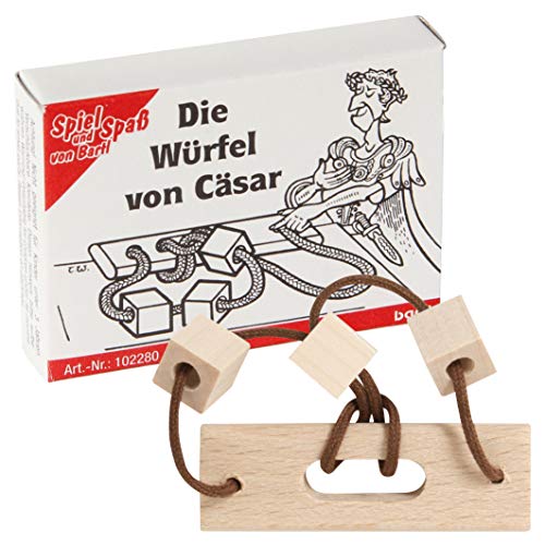 Bartl 102280 Mini-Holz-Puzzle Die Würfel von Cäsar aus 4 kleinen Holzteilen und Einer Schnur von Bartl