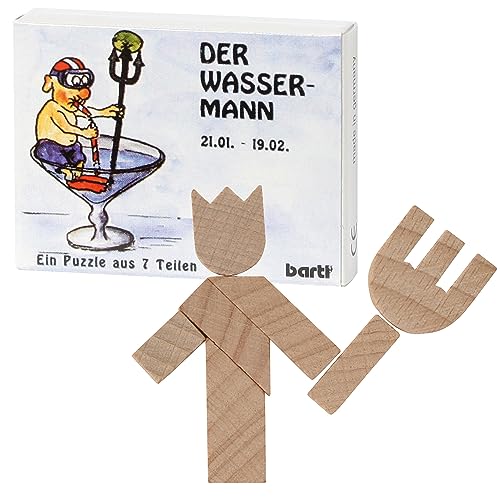Bartl 102652 Mini-Sternzeichen-Puzzle Wassermann - Holzpuzzle aus 7 Teilen von Bartl