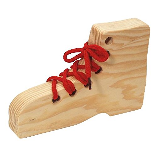 Bartl 105447 Fädelschuh aus Holz zum Schuhebinden Lernen von Bartl