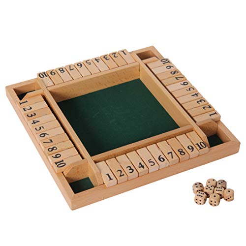 Bartl 111571 Klappenspiel für Vier, Shut The Box, Würfelspiel, hochwertige Ausführung aus Buchenholz von Bartl