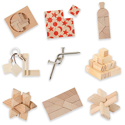 Bartl 500269 Knobelspiele aus Holz Puzzle Set F (9 Puzzles) Geschicklichkeitsspiele für Erwachsene und Kinder von Bartl