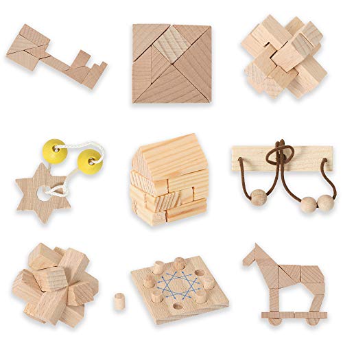 Bartl 500270 Knobelspiele aus Holz Puzzle Set G (9 Puzzles) Geschicklichkeitsspiele für Erwachsene und Kinder von Bartl