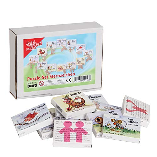 Bartl 500761 Knobelspiele aus Holz Puzzle-Set Sternzeichen (12 Puzzles) von Bartl