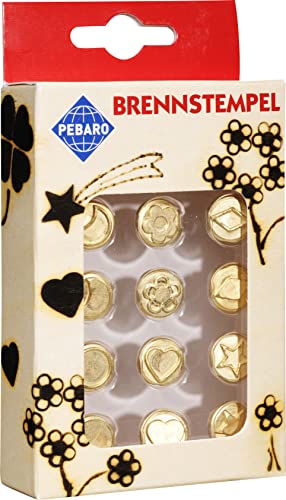 Pebaro 20200 Brennstempel für Brandmalerei, Pyrographie, Holzbrennen, 12-teilig, aus Messing - Verschiedene Motive wie Herz, Stern etc., zum Brennen auf Holz, Leder, Kork und anderen Materialien Pebaro 20200 Brennstempel für Brandmalerei, Pyrographie, Holzbrennen, 12-teilig, aus Messing - Verschiedene Motive wie Herz, Stern etc., zum Brennen auf Holz, Leder, Kork und anderen Materialien von Pebaro