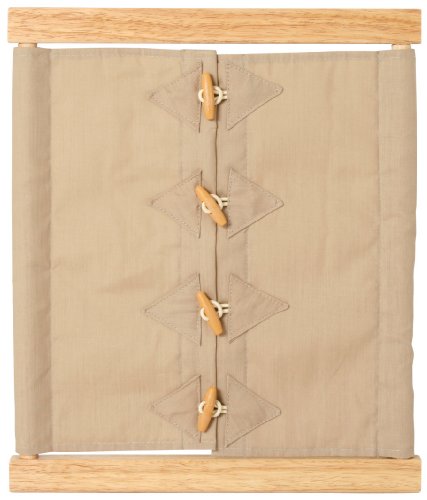 Lernrahmen Verschlüsse nach Maria Montessori mit stabilen Holzrahmen, mit Knebelknöpfen, Größe: 36 x 31 x 2 cm von Bartl