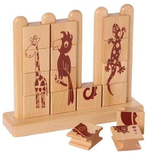 Schmucksteine Tiere Steckspiel Holz 24x6,5x20 cm Holzspielzeug von Bartl