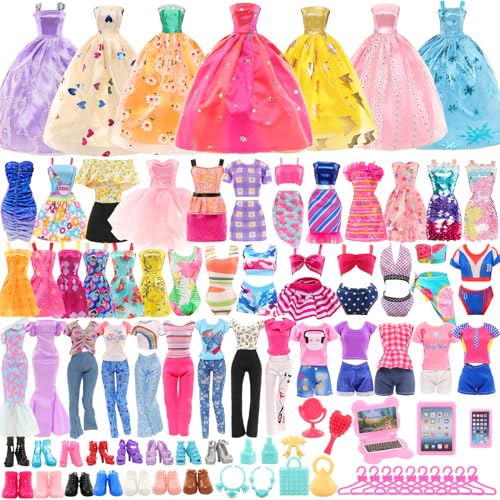 BARWA Puppenkleidung und Zubehör, Hochzeitskleider, Kleider, Kleider, Minikleider, Outfits, Tops, Hosen, Badeanzüge, Bikini, Kleiderbügel, Schuhe, Computer für 29,2 cm große Mädchenpuppe, 57 Stück BARWA Puppenkleidung und Zubehör, Hochzeitskleider, Kleider, Kleider, Minikleider, Outfits, Tops, Hosen, Badeanzüge, Bikini, Kleiderbügel, Schuhe, Computer für 29,2 cm große Mädchenpuppe, 57 Stück von Barwa