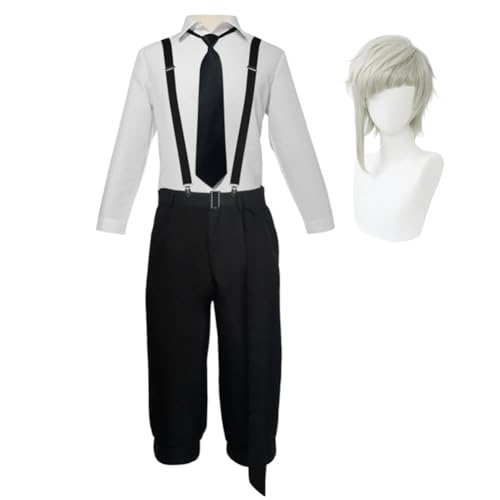 Bungo Stray Dogs Anime Cosplay Kostüm mit Perücke Nakajima Atsushi Cosplay Halloween Kostüm Set Anime Kleidung Karneval Party Bühnenaufführung Outfits (Typ1, M) von Bascabeen