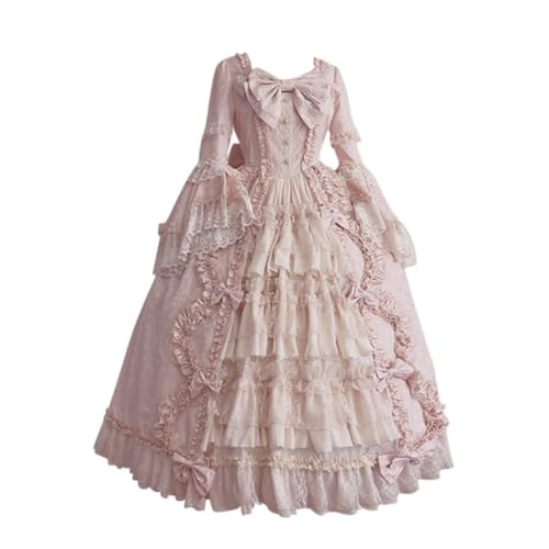 Lolita Kleid mit Spitzenbesatz für Damen, Rokoko, Barock, Prinzessinnenkleid, viktorianische Trompetenärmel, Kleider, Damen, Gothic, Schleife, Renaissance-Kleidung, Mittelalter-Kostüm, eleganter Lolita Kleid mit Spitzenbesatz für Damen, Rokoko, Barock, Prinzessinnenkleid, viktorianische Trompetenärmel, Kleider, Damen, Gothic, Schleife, Renaissance-Kleidung, Mittelalter-Kostüm, eleganter von Bascabeen