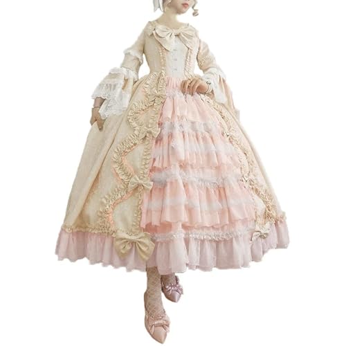 Lolita Kleid mit Spitzenbesatz für Damen, Rokoko, Barock, Prinzessinnenkleid, viktorianische Trompetenärmel, Kleider, Damen, Gothic, Schleife, Renaissance-Kleidung, Mittelalter-Kostüm, eleganter Lolita Kleid mit Spitzenbesatz für Damen, Rokoko, Barock, Prinzessinnenkleid, viktorianische Trompetenärmel, Kleider, Damen, Gothic, Schleife, Renaissance-Kleidung, Mittelalter-Kostüm, eleganter von Bascabeen