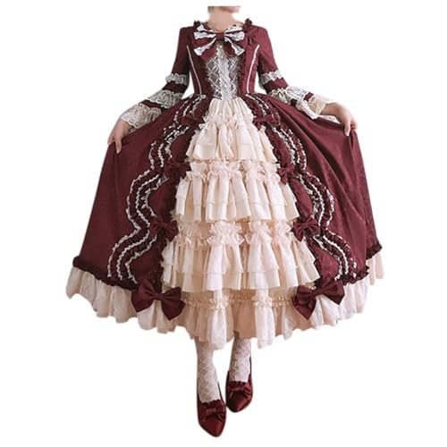 Lolita Kleid mit Spitzenbesatz für Damen, Rokoko, Barock, Prinzessinnenkleid, viktorianische Trompetenärmel, Kleider, Damen, Gothic, Schleife, Renaissance-Kleidung, Mittelalter-Kostüm, eleganter Lolita Kleid mit Spitzenbesatz für Damen, Rokoko, Barock, Prinzessinnenkleid, viktorianische Trompetenärmel, Kleider, Damen, Gothic, Schleife, Renaissance-Kleidung, Mittelalter-Kostüm, eleganter von Bascabeen