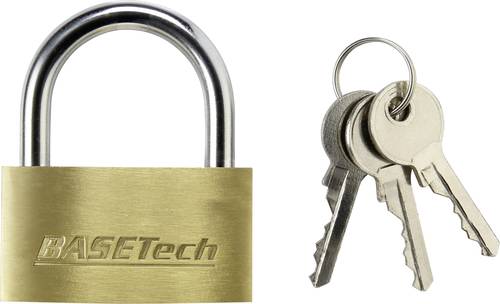 Basetech 1363029 Vorhängeschloss 49mm verschieden schließend Goldgelb Schlüsselschloss von Basetech