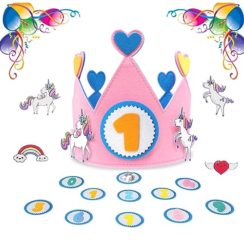 Unicorn Geburtstagskrone Mädchen,Reusable Geburtstagskrone Kinder,Krone Geburtstag Mädchen Junge with Interchangeable Numbers from 0-9,für Geburtstagsparty-Dekorationen für Jungen und Mädchen von Basetousual