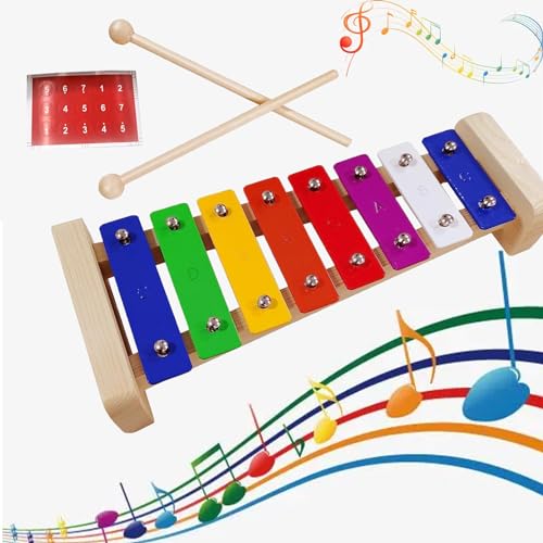 Xylophon Kinder 1 Jahr, Glockenspiel Für Kinder,xylophon Erwachsene， Holz Bunt Xylophon Mit 2 Schlägel Für Erwachsene Kinder Glockenspiel Spielzeug Geschenk von Basetousual