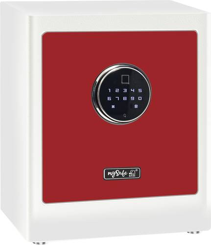 Basi 2020-0000-1014 mySafe Premium 350 Möbeltresor Zahlenschloss, Fingerabdruckschloss Weiß-Rot von Basi