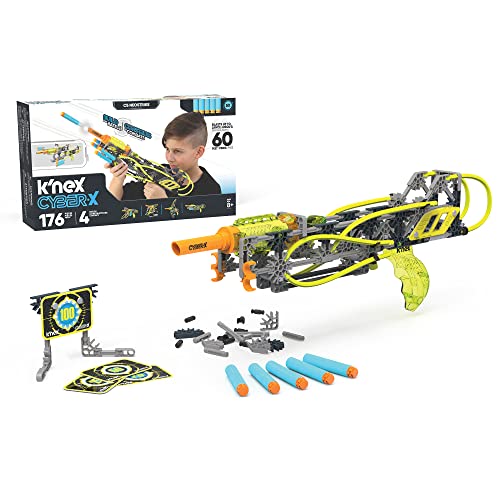 K5 Neostrike Build and Battle DIY Pfeil-Spielzeug, K'NEX CYBER-X, Basic Fun, 12457, 184 Teile und Zielscheibe, schießt Schaumstoff-Pfeile bis zu 60 ft, geeignet für Jungen und Mädchen ab 8 Jahren von Basic Fun