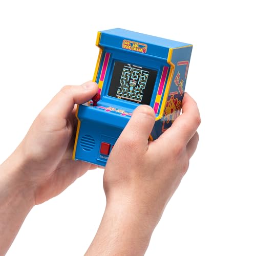 Basic Fun Arcade Classics Mini Ms. Pac-Man – Retro-Handheld-Spiel mit Joystick, Farbdisplay und Soundeffekten – Sammlerstück für Kinder und Fans von Basic Fun