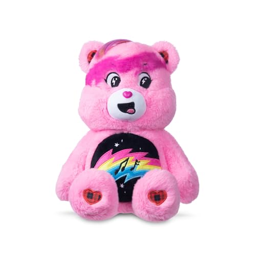 Basic Fun Care Bears 22 cm Rock Theme Plüsch – Cheer Bear – Umweltfreundliches Sammlerstück mit lebendigem Design – Für Kinder & Fans von Basic Fun
