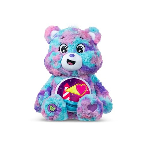 Basic Fun Care Bears 35 cm Farbspritzer Plüsch – Loveshine Bear umweltfreundliches Plüschtier mit hellem Bauchabzeichen – lebendiges Sammlerstück für Kinder & Fans von Basic Fun