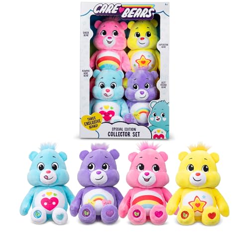 Basic Fun Care Bears Schatzkiste: Set mit 4 Beanie-Plüschspielzeugen, Weich & Kuschelig, Perfekt zum Sammeln & Spielen, Geeignet für Jungen & Mädchen ab 3 Jahren von Basic Fun