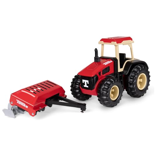 Tonka Steel Classics, Traktor & Pflug, Basic Fun, 6221, Landwirtschafts-Spielzeugfahrzeug für kreatives Spielen, Landmaschinen-Spielzeug für Jungen, Mädchen und Kinder ab 3 Jahren von Tonka