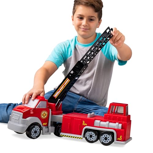 Tonka Steel Classics Hook 'n' Ladder Feuerwehrauto, Basic Fun, 6224, Feuerwehrauto Spielzeugfahrzeug, Innenbereiche & im Freien Aktives Spiel Heldenspielzeug für Jungen und Mädchen Kinder ab 3 Jahren von Tonka