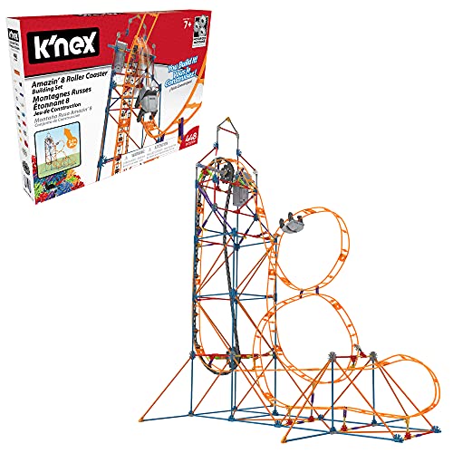 K'NEX 80216 Amazin' 8 Achterbahn-Baukasten, buntes Konstruktionsspielzeug für Jungen und Mädchen, Achterbahnspielzeug für Kinder, 448-teiliger Baukasten ab 7 Jahren von Basic Fun