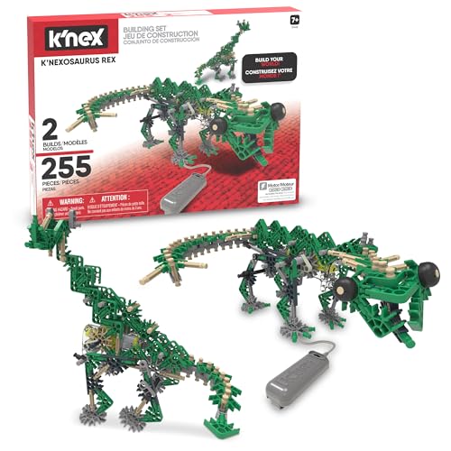 Basic Fun 12468 Osaurus K'NEX Classics 255 Pc/ 2 Model-K'Nexosaurus Rex Building Set (Motorised), Mehrfarbig von Basic Fun