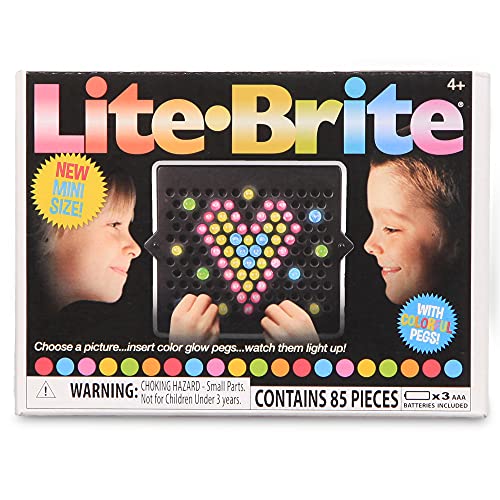 Lite Brite Basic Fun! 02216 Mini, Light Up Drawing Board, Mini LED Drawing Board with Colours, Travel-Sized Toys for Creative Play, Glow Art Neon Effect Drawing Board, Light Toys for Kids Aged 4 + von Basic Fun
