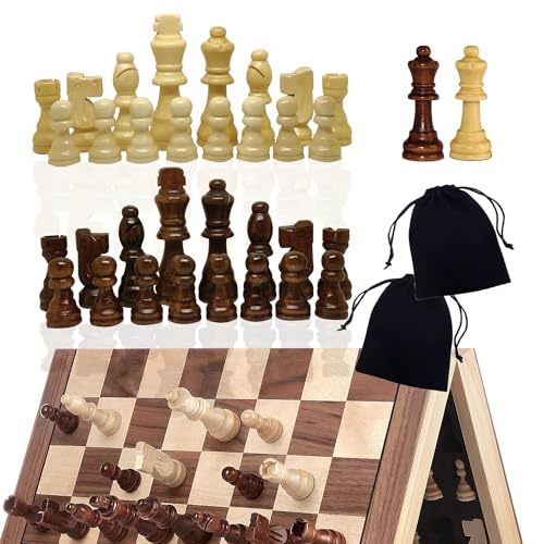 Nature Wood Schachfiguren Set, 8,0 cm König Figuren Turnier Staunton Schachfiguren mit Aufbewahrungstasche Schachfigur (Magnetismus Schachfigur) von Baspoom