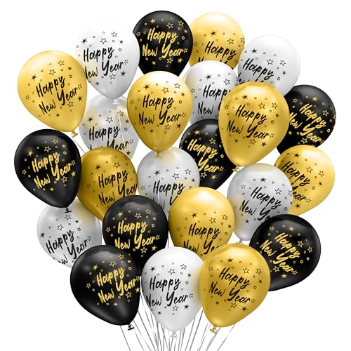 BIO Luftballons Silvester Deko 2024 •15 Stück• MADE IN EU • Happy New Year Ballons • Zertifiziert nachhaltige BIO Ballons • 100% Naturlatex • Ø34 cm • Klimaneutral • Neujahrsdeko Party Dekoration von Bastelbär