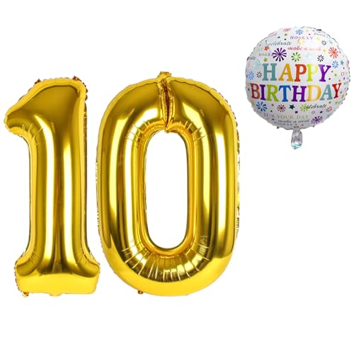 Luftballon 10. Geburtstag • XXL Riesen Folienballon SET • 101cm + 45 cm Ballon + 5M Deko Band • Folienballon 10 • Helium geeignet • Wiederverwendbar • Geburtstagsdeko Jungen Mädchen Zahl Ballon 10 Luftballon 10. Geburtstag • XXL Riesen Folienballon SET • 101cm + 45 cm Ballon + 5M Deko Band • Folienballon 10 • Helium geeignet • Wiederverwendbar • Geburtstagsdeko Jungen Mädchen Zahl Ballon 10 von Bastelbär