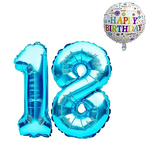 Luftballon 18. Geburtstag • XXL Riesen Folienballon SET • 101CM + 45CM Ballon + 5M Deko Band • Folienballon 18 • Helium geeignet • Wiederverwendbar • Geburtstagsdeko 18 • 18 Geburtstag Deko Luftballon 18. Geburtstag • XXL Riesen Folienballon SET • 101CM + 45CM Ballon + 5M Deko Band • Folienballon 18 • Helium geeignet • Wiederverwendbar • Geburtstagsdeko 18 • 18 Geburtstag Deko von Bastelbär
