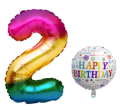 Luftballon 2. Geburtstag • XXL Riesen Folienballon SET • 101CM + 5M Deko Band • Folienballon 2 • Helium geeignet • Wiederverwendbar • Geburtstagsdeko Jungen Mädchen Ballon Zahl Ballon 2 von Bastelbär