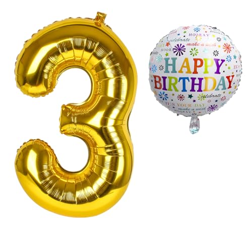 Luftballon 3. Geburtstag • XXL Riesen Folienballon SET • 101cm + 45 cm Ballon + 5M Deko Band • Folienballon 3 • Helium geeignet • Wiederverwendbar • Geburtstagsdeko Jungen Mädchen Ballon Zahl Ballon 3 Luftballon 3. Geburtstag • XXL Riesen Folienballon SET • 101cm + 45 cm Ballon + 5M Deko Band • Folienballon 3 • Helium geeignet • Wiederverwendbar • Geburtstagsdeko Jungen Mädchen Ballon Zahl Ballon 3 von Bastelbär