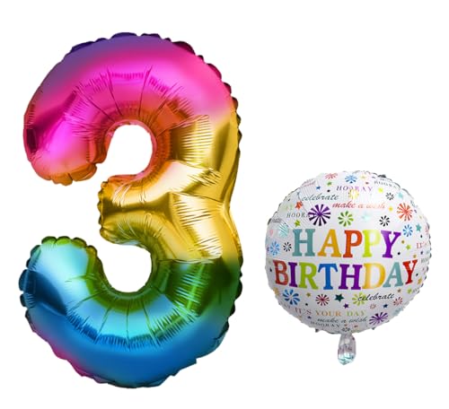 Luftballon 3. Geburtstag • XXL Riesen Folienballon SET • 101cm + 45 cm Ballon + 5M Deko Band • Folienballon 3 • Helium geeignet • Wiederverwendbar • Geburtstagsdeko Jungen Mädchen Ballon Zahl Ballon 3 Luftballon 3. Geburtstag • XXL Riesen Folienballon SET • 101cm + 45 cm Ballon + 5M Deko Band • Folienballon 3 • Helium geeignet • Wiederverwendbar • Geburtstagsdeko Jungen Mädchen Ballon Zahl Ballon 3 von Bastelbär
