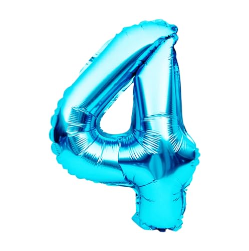 Luftballon 4. Geburtstag • XXL Riesen Folienballon SET • 101CM + 5M Deko Band • Folienballon 4 • Helium geeignet • Wiederverwendbar • Geburtstagsdeko Jungen Mädchen Ballon Zahl Ballon 4 von Bastelbär
