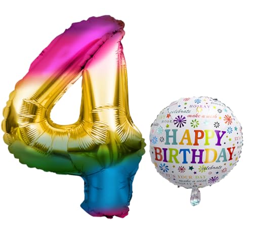 Luftballon 4. Geburtstag • XXL Riesen Folienballon SET • 101cm + 45 cm Ballon + 5M Deko Band • Folienballon 4 • Helium geeignet • Wiederverwendbar • Geburtstagsdeko Jungen Mädchen Ballon Zahl Ballon 4 Luftballon 4. Geburtstag • XXL Riesen Folienballon SET • 101cm + 45 cm Ballon + 5M Deko Band • Folienballon 4 • Helium geeignet • Wiederverwendbar • Geburtstagsdeko Jungen Mädchen Ballon Zahl Ballon 4 von Bastelbär